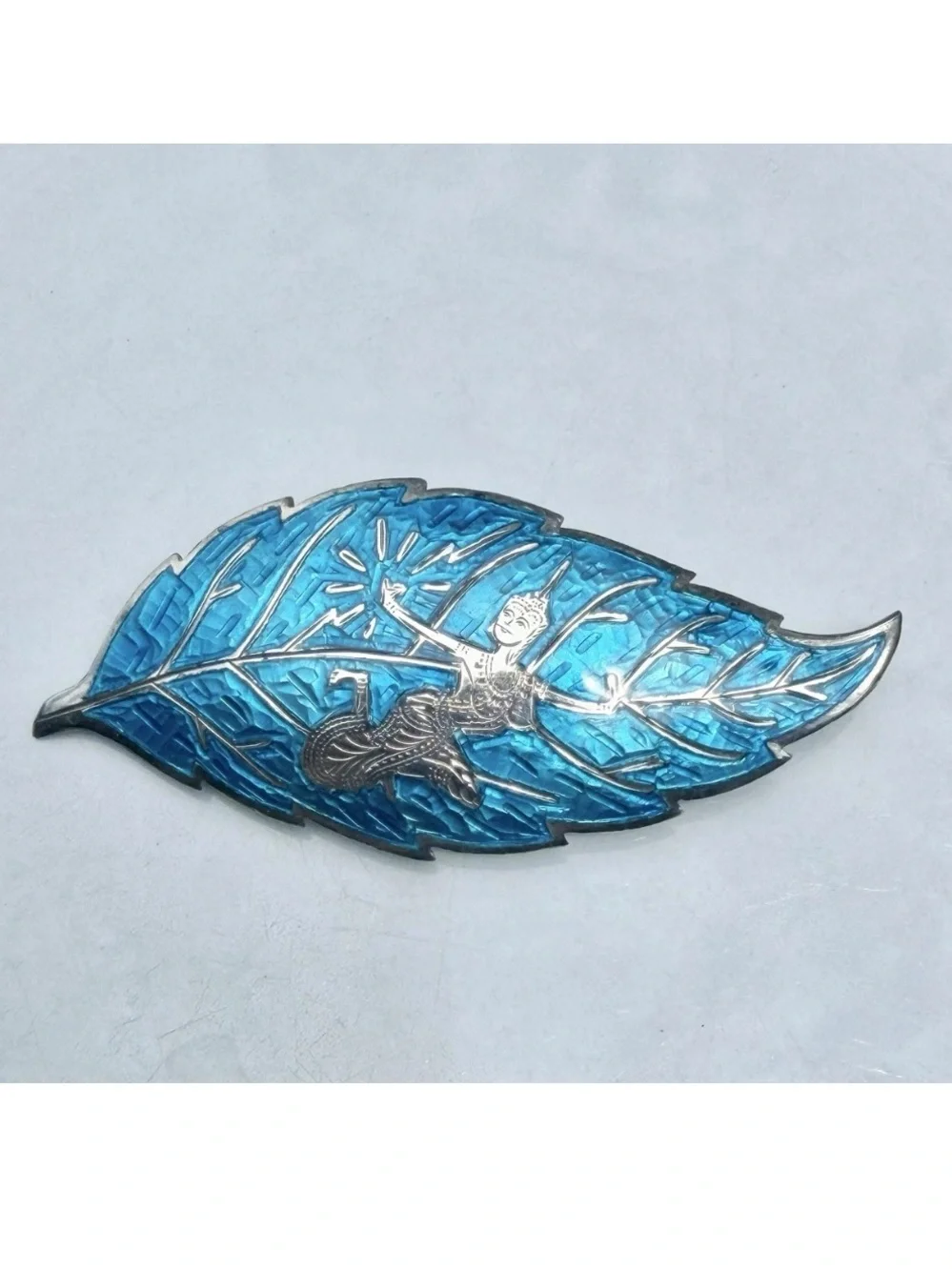 Vintage Sterling Silver & Blue Enamel SIAM NIELLO Dancer Pin Brooch THAILAND - Picture 1 of 4